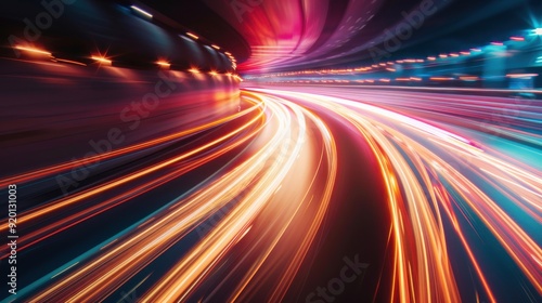 Abstract Light Trails in Tunnel