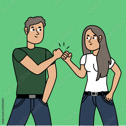 young couple bumping fists