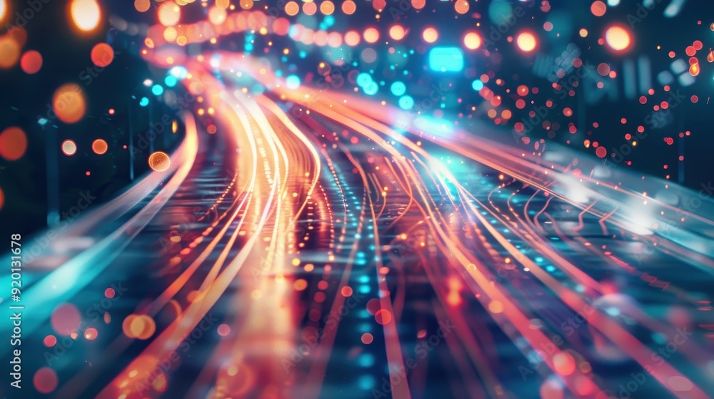 Fototapeta premium Abstract Lights Trails and Bokeh