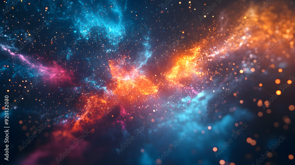 Fototapeta premium Abstract 3D music visualizer with colorful particles, 3D background music, dynamic and captivating