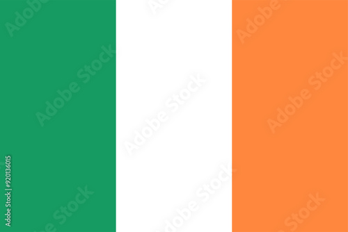 The official flag of Ireland with a rectangular shape. Editable and scalable vector graphic illustration isolated on white background eps file.