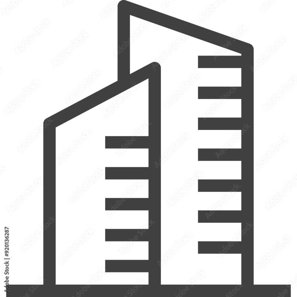Simple vector building on the book outline icon on white background Simple vector building on the book outline icon on white background