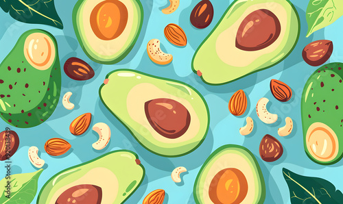 Wallpaper Mural fruits and vegetable herbal concept  for background or 2d illustrator cartoon. Torontodigital.ca