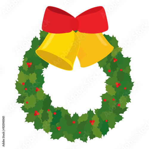 クリスマスのリースのアイコン（白）