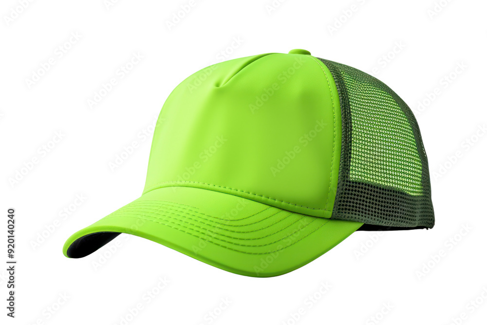 Reflective green baseball cap isolated on white background. Reflective green baseball cap isolated on white background.