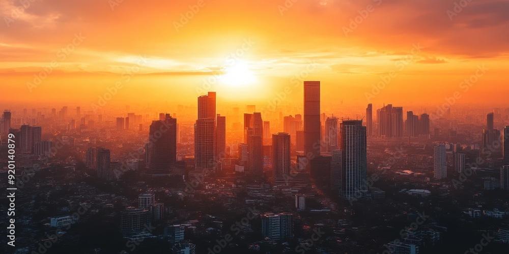 Abstract background. Sunset cityscape with a warm orange glow over skyscrapers and urban landscape. Captures the essence of urban life and evening tranquility. Abstract background. Sunset cityscape with a warm orange glow over skyscrapers and urban landscape. Captures the essence of urban life and evening tranquility.
