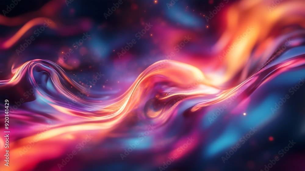 A digital abstract artwork featuring fluid waves of vibrant colors flowing against a dark ambient background. Smooth and dynamic design Generative AI A digital abstract artwork featuring fluid waves of vibrant colors flowing against a dark ambient background. Smooth and dynamic design Generative AI