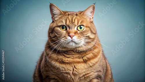 Fat cat with a disapproving expression on its face, fat cat, frowning, upset, disappointed, displeased, grumpy, overweight photo