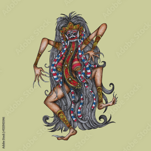 Adobe Illustrator Artwork Leak Rangda PNG Indonesian Bali Mythology Vector Illustration Design