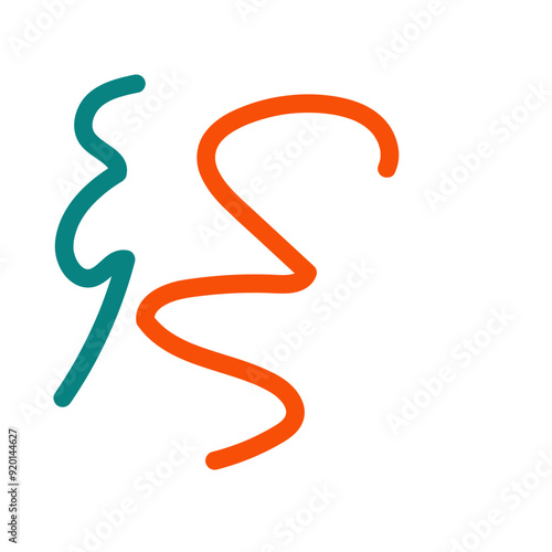 Orange blue squiggle lines decoration 