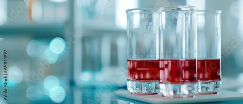 Laboratory test tubes with red liquid, symbolizing scientific research and experimentation in a modern lab environment.