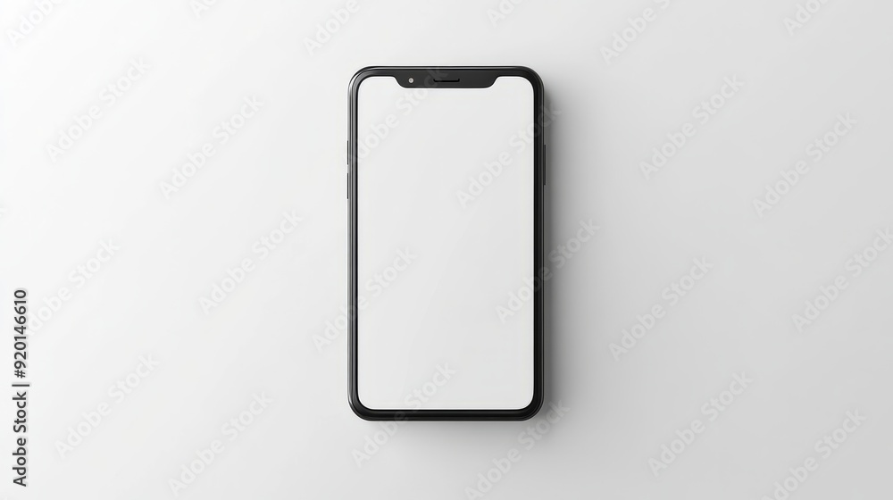 Realistic trendy smartphone mockup with blank white screen isolated on white background. For any user interface test or presentation. stock illustration Realistic trendy smartphone mockup with blank white screen isolated on white background. For any user interface test or presentation. stock illustration
