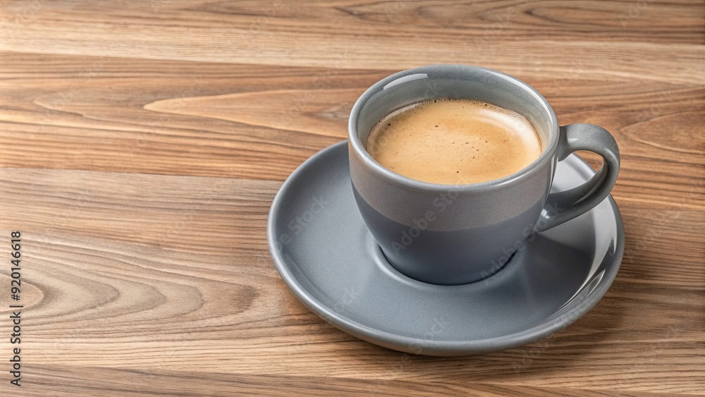Espresso in a gray ceramic mug on a wooden table, Morning coffee time , coffee, morning, espresso, drink Espresso in a gray ceramic mug on a wooden table, Morning coffee time , coffee, morning, espresso, drink