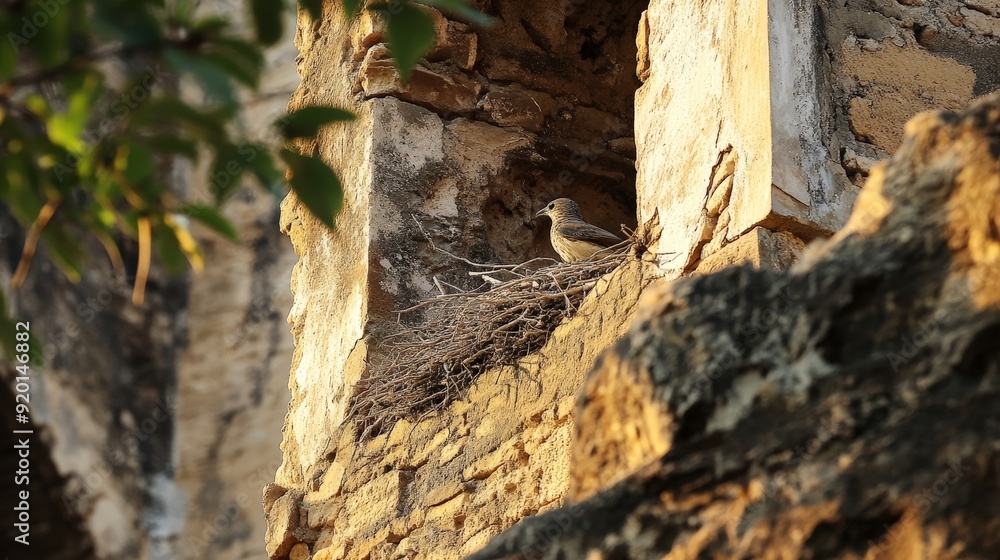 Birds are nesting in the crevices of ancient ruins, finding refuge in the remnants of human history. Birds are nesting in the crevices of ancient ruins, finding refuge in the remnants of human history.