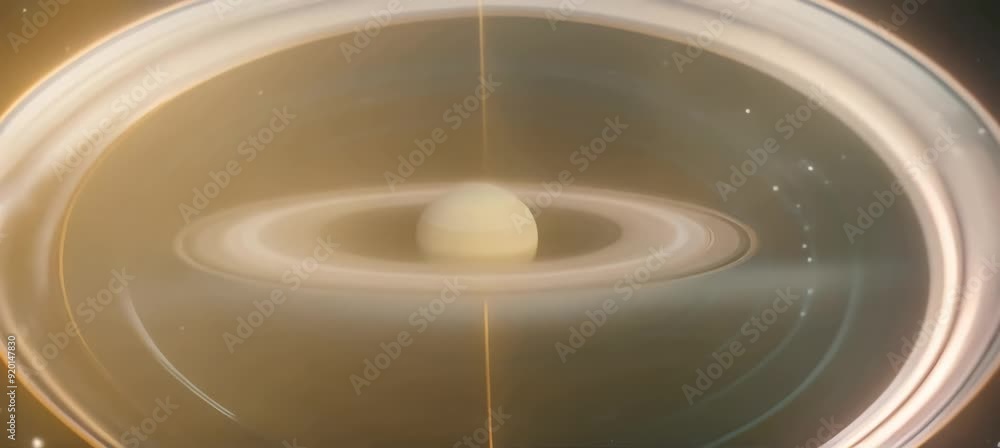 A stunning depiction of a Saturn-like planet with expansive rings set against the cosmos A stunning depiction of a Saturn-like planet with expansive rings set against the cosmos