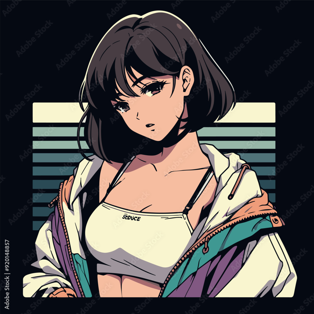 Obraz premium lofi nostalgia, anime girl 90's aesthetics