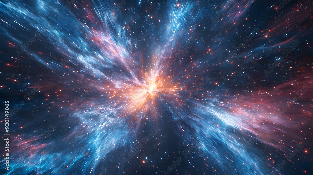 Fototapeta premium Captivating Cosmic Explosion Illuminating the Expansive Universe with Mesmerizing Energy and Radiance