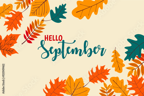 hello september background vector free
