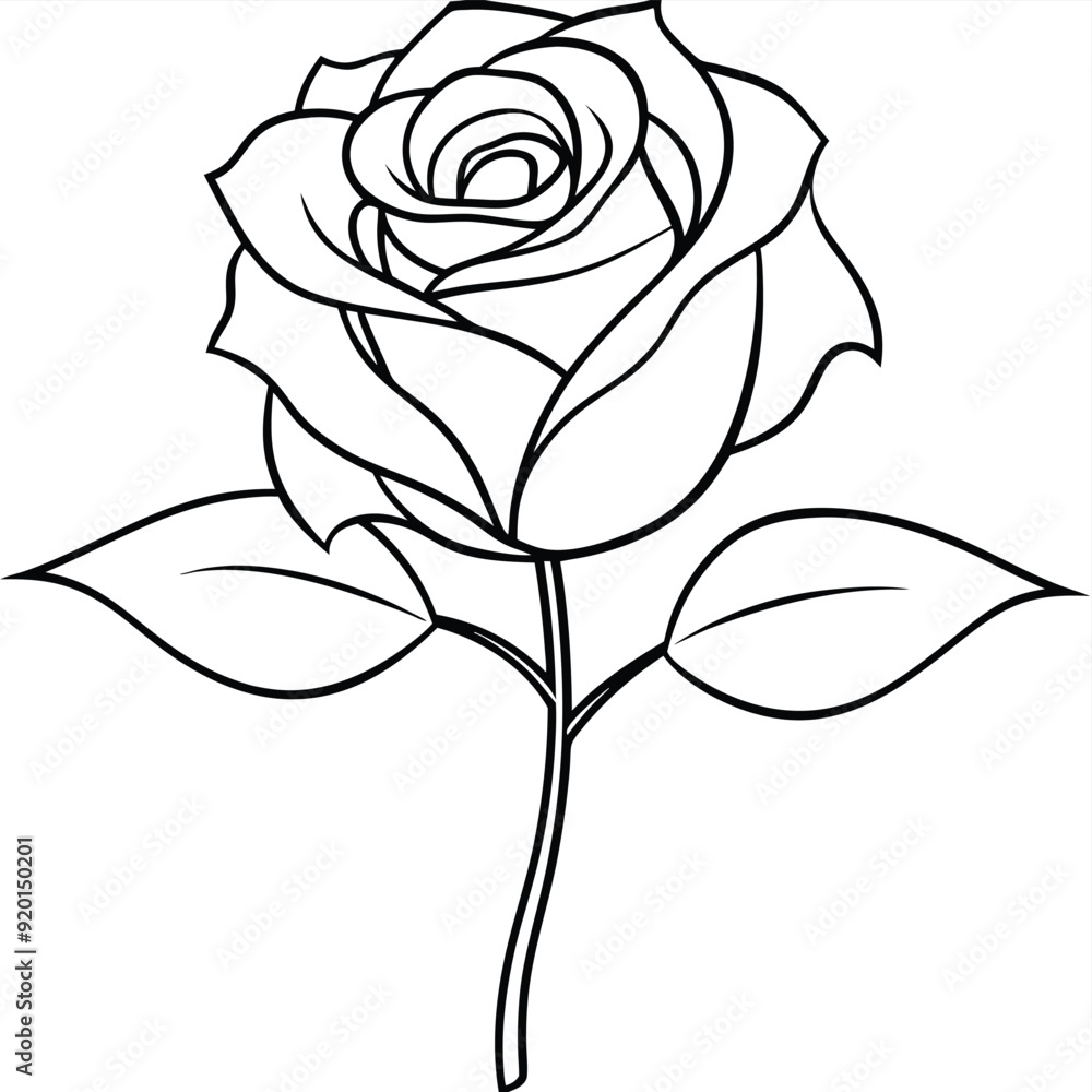 Black Line Art Rose Sketched vector artwork Black Line Art Rose Sketched vector artwork