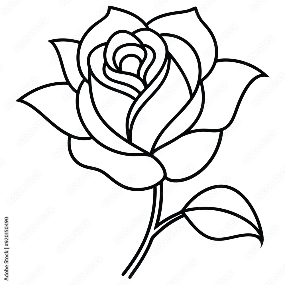 Obraz premium Elegant Black Line Art Rose Sketches vector artwork