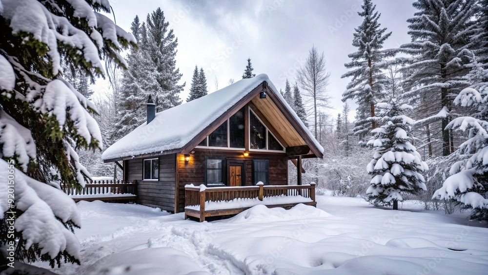 Cozy winter cabin surrounded by snow , cabin, winter, cozy, snow, cold, fireplace, mountain, getaway, peaceful, serene, holiday Cozy winter cabin surrounded by snow , cabin, winter, cozy, snow, cold, fireplace, mountain, getaway, peaceful, serene, holiday
