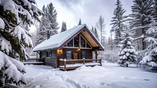 Wallpaper Mural Cozy winter cabin surrounded by snow , cabin, winter, cozy, snow, cold, fireplace, mountain, getaway, peaceful, serene, holiday Torontodigital.ca