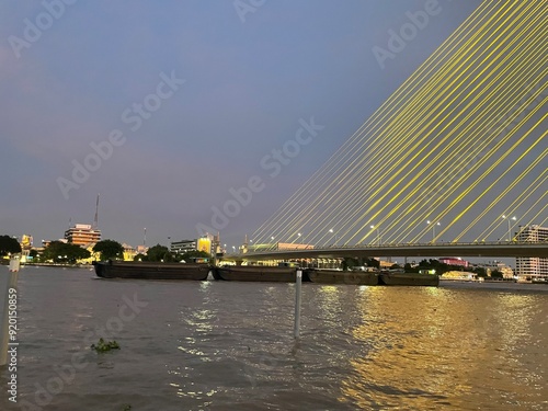 Rama VIII Bridge bridge over the river  photo