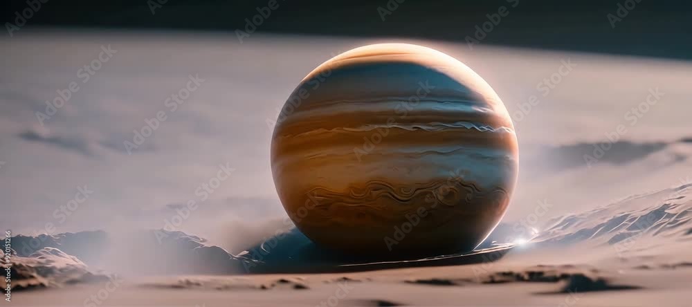 Jupiter looms large over an alien landscape in this stunning cosmic scene Jupiter looms large over an alien landscape in this stunning cosmic scene