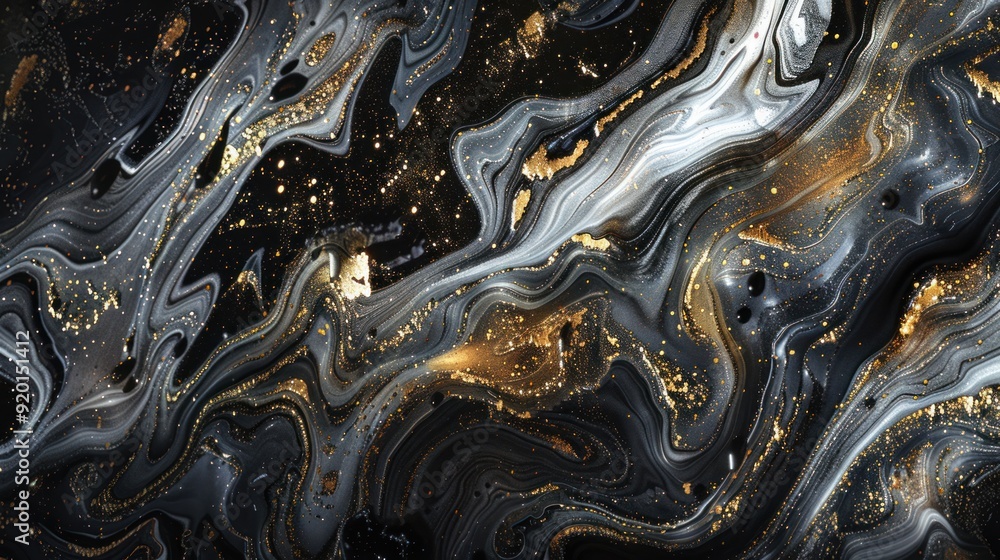 Abstract Liquid Art with Gold and Black Swirls Abstract Liquid Art with Gold and Black Swirls