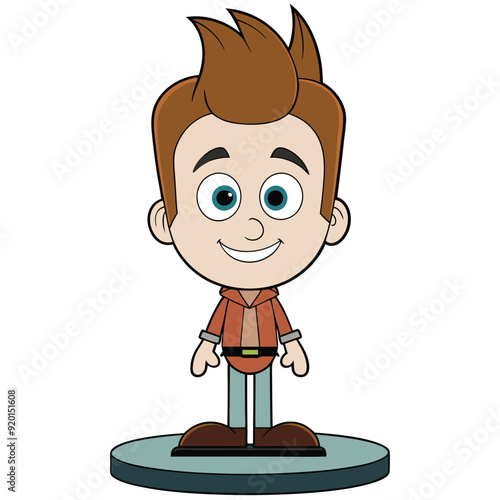 Jimmy Neutron Vector, Sticker Clipart An Animated Character With red Jacket And Brown Hair