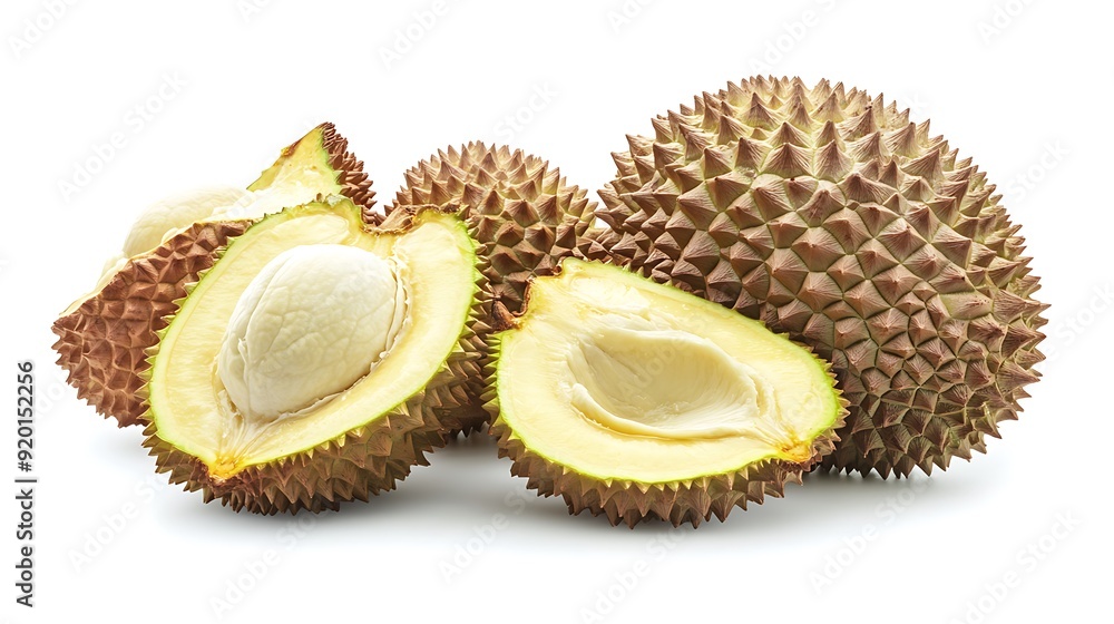 Fototapeta premium Durian Fruit with Spiky Skin and Creamy Inside