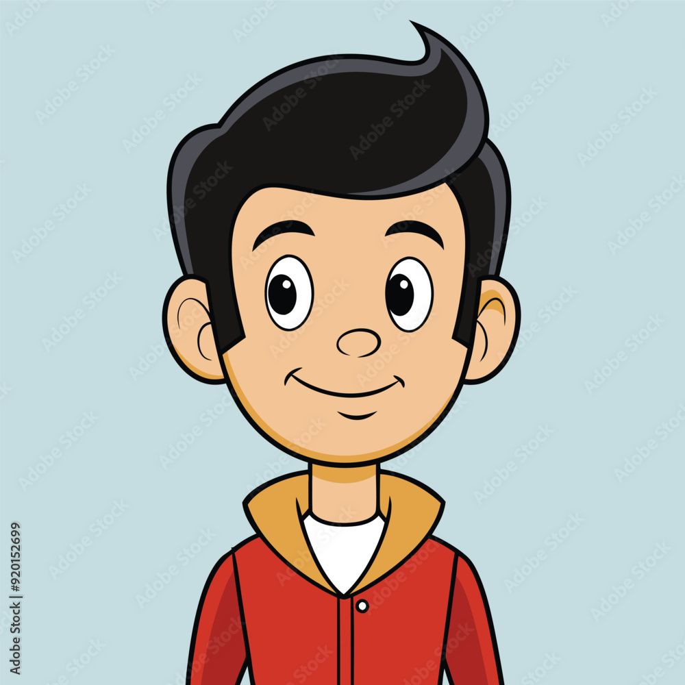 A cartoon drawing of a boy with a blue background A cartoon drawing of a boy with a blue background