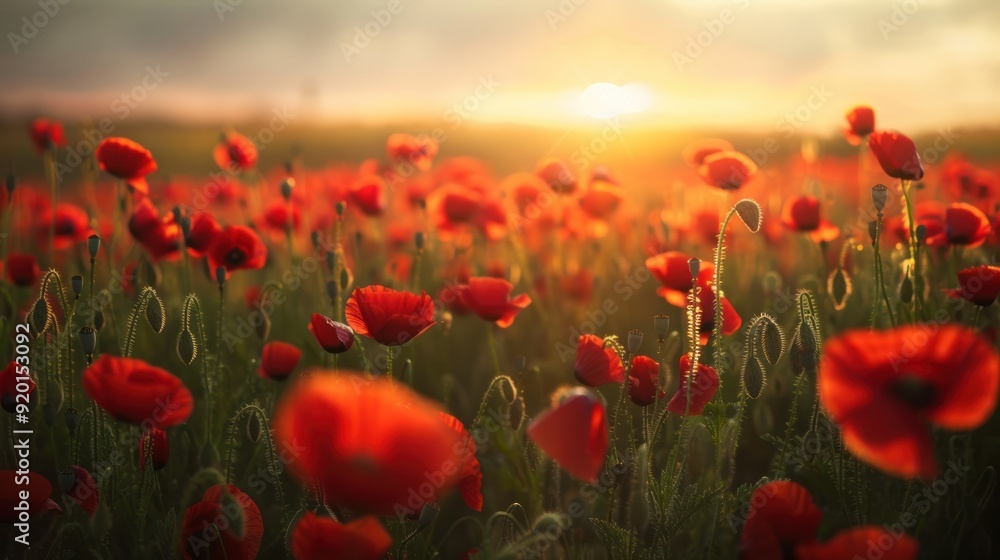 Obraz premium Poppy Field Sunset
