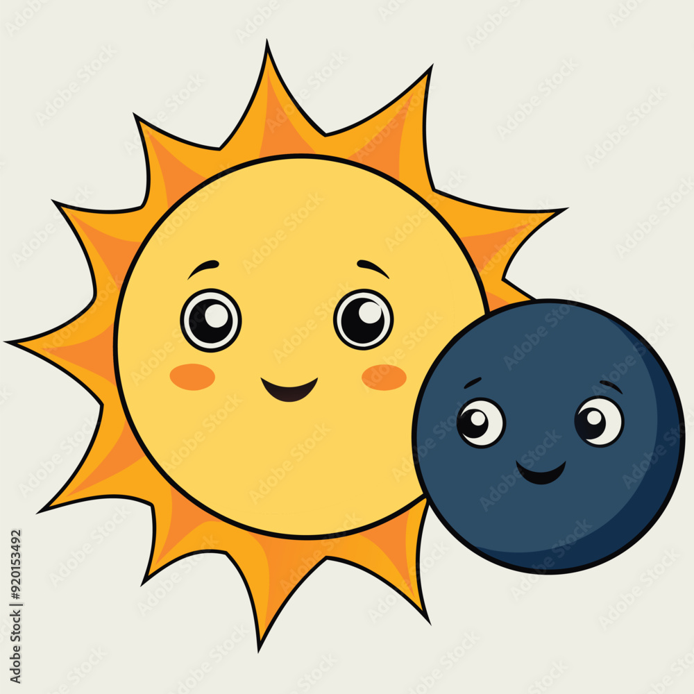 Cute postcard with sun and moon vector illustration Cute postcard with sun and moon vector illustration