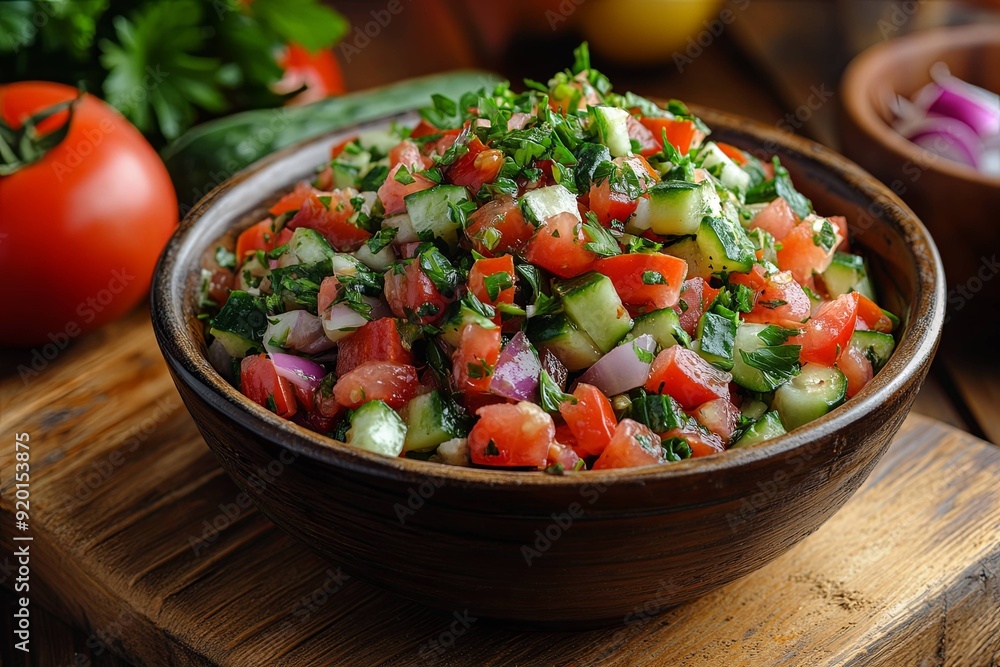 Vibrant Turkish Shepherd Salad. Fresh and colorful culinary delight Vibrant Turkish Shepherd Salad. Fresh and colorful culinary delight