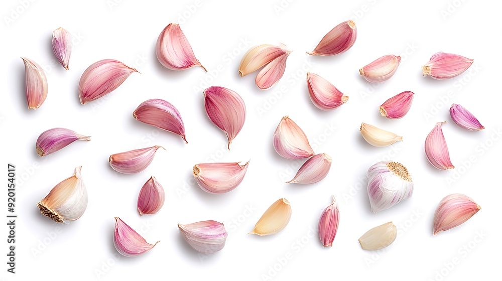 Garlic Cloves and Bulbs Isolated on a White Background Garlic Cloves and Bulbs Isolated on a White Background