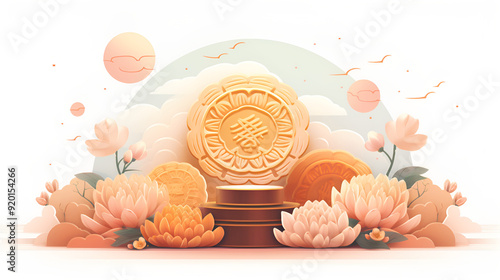 Delicious Mid-Autumn Festival mooncake illustration	
