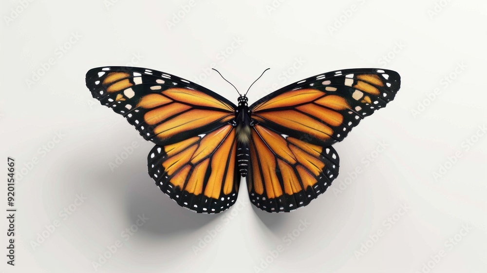 Fototapeta premium Monarch Butterfly on White Background