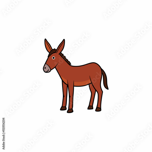 mule isolated on white, mule vector illustration, animal vector art, mule silhouette, pet vector icon, donkey cartoon line art, eps