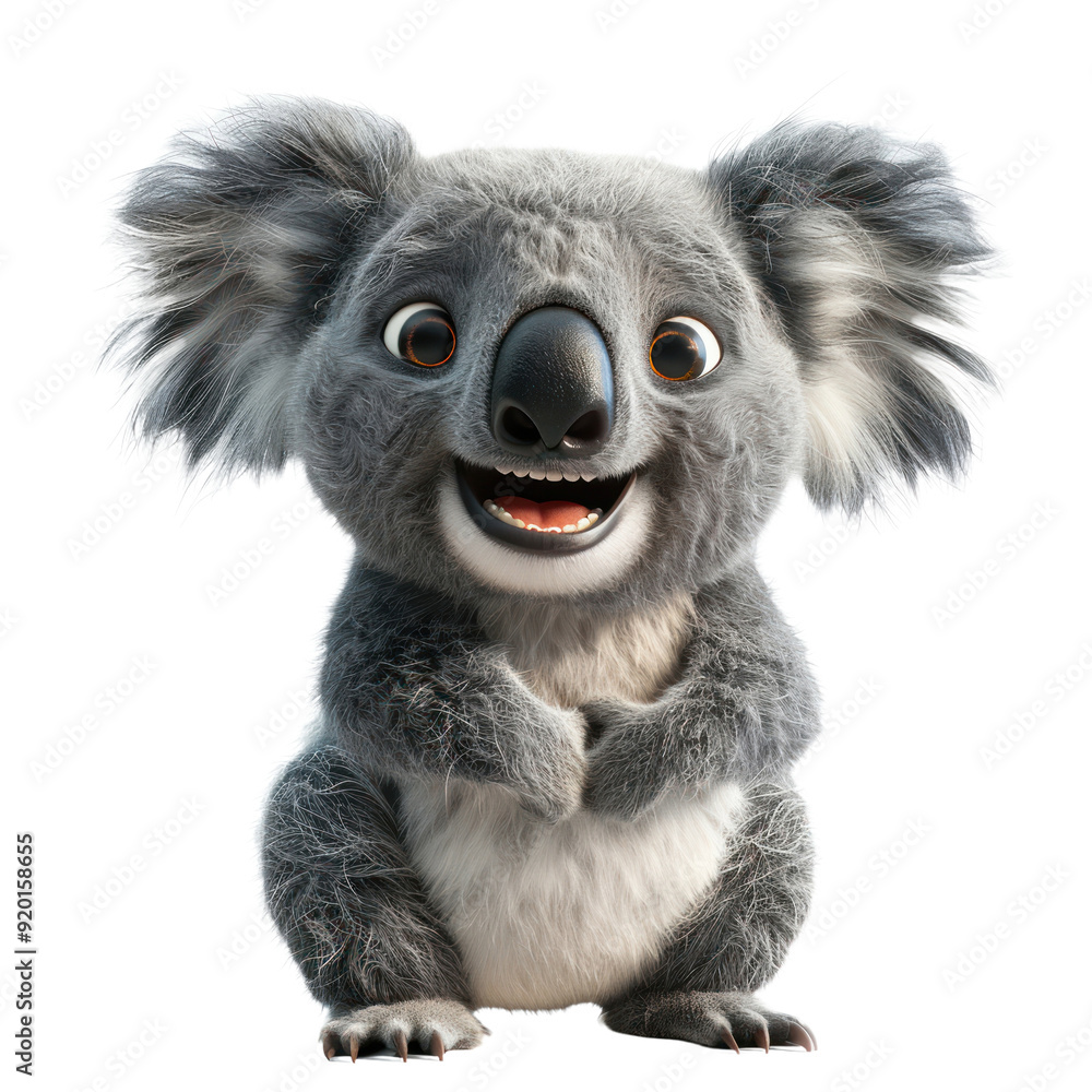 Fototapeta premium Cute Koala isolated on a transparent background for web, banner, wallpaper