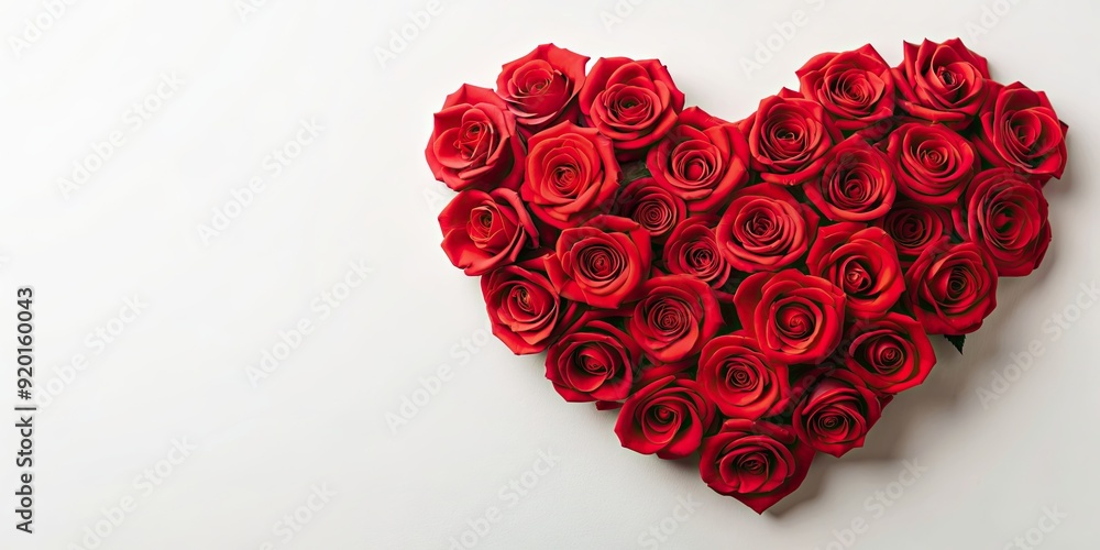Heart-shaped red roses on a white background for Valentine's Day , love, romance, celebration, flowers, petals, anniversary Heart-shaped red roses on a white background for Valentine's Day , love, romance, celebration, flowers, petals, anniversary