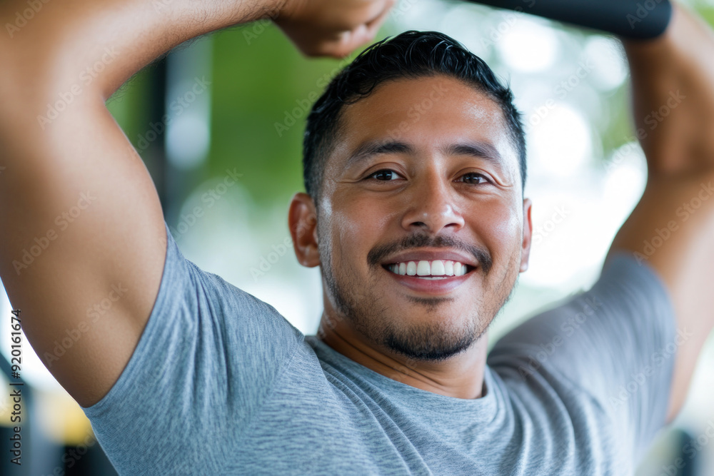 Obraz premium Hispanic athlete male effort to exercise for health and fitness vitality