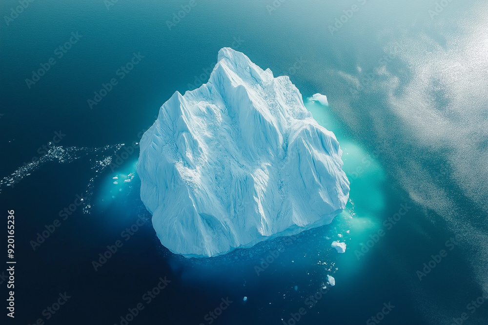 Fototapeta premium An aerial view dramatic melting icebergs of Antarctica, the collapsing icy giants.