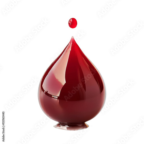 A red drop of blood is shown in a glass photo