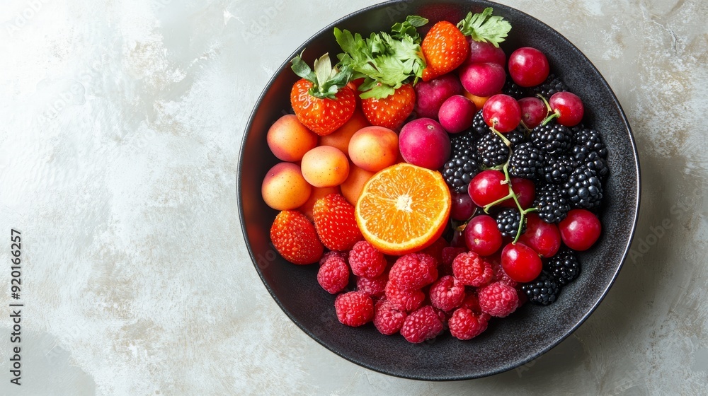 A Bird's Eye View of a Deliciously Filled Black Bowl. Culinary Delight concept A Bird's Eye View of a Deliciously Filled Black Bowl. Culinary Delight concept
