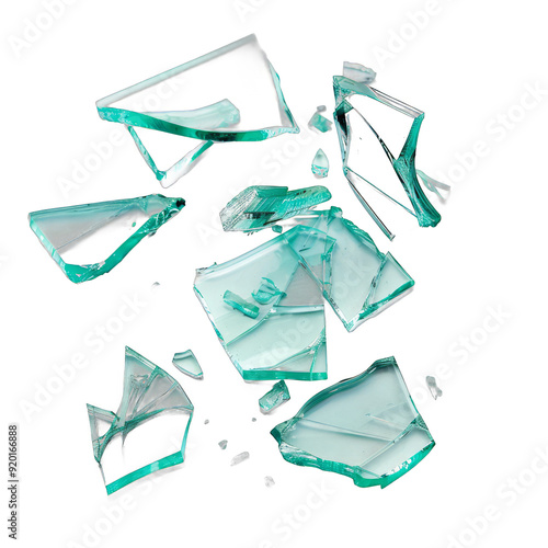 A broken piece of glass with a jagged edge photo