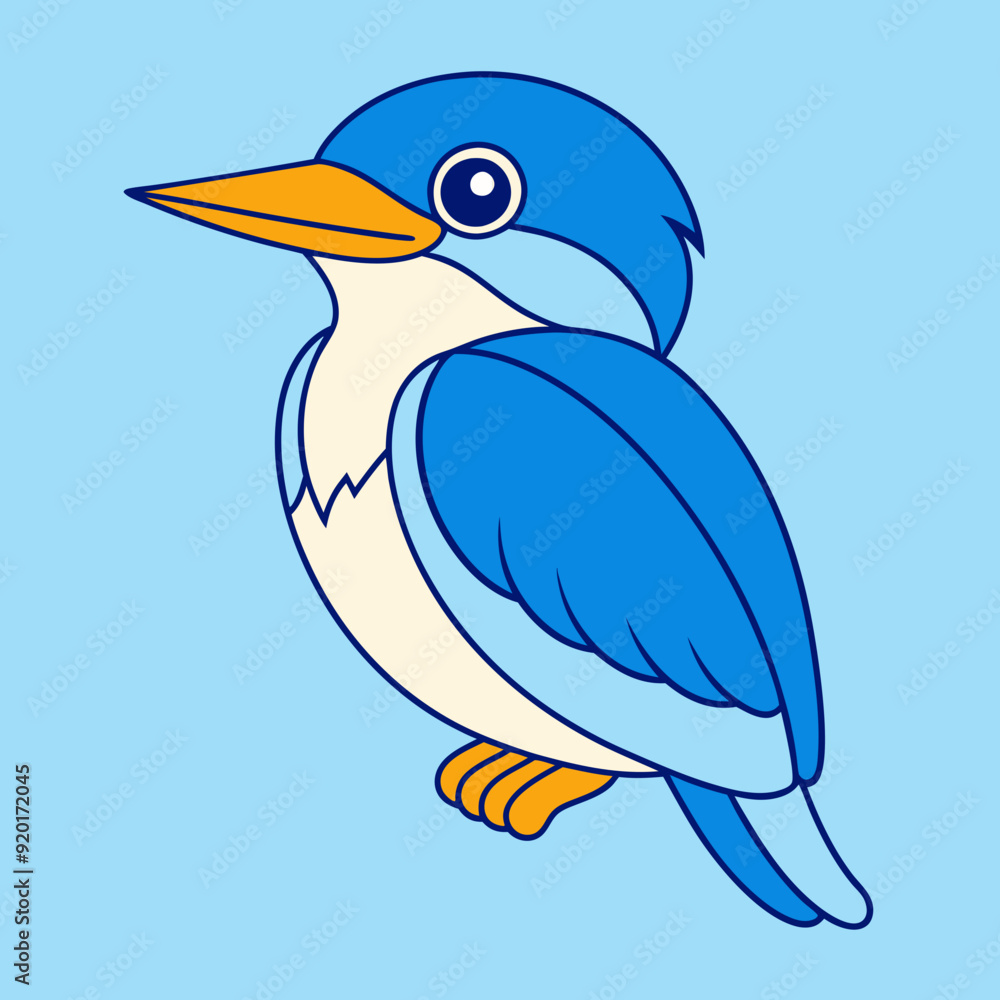 Fototapeta premium Kingfisher bird icon vector line art illustration 