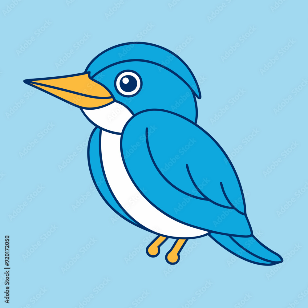 Fototapeta premium Kingfisher bird icon vector line art illustration 
