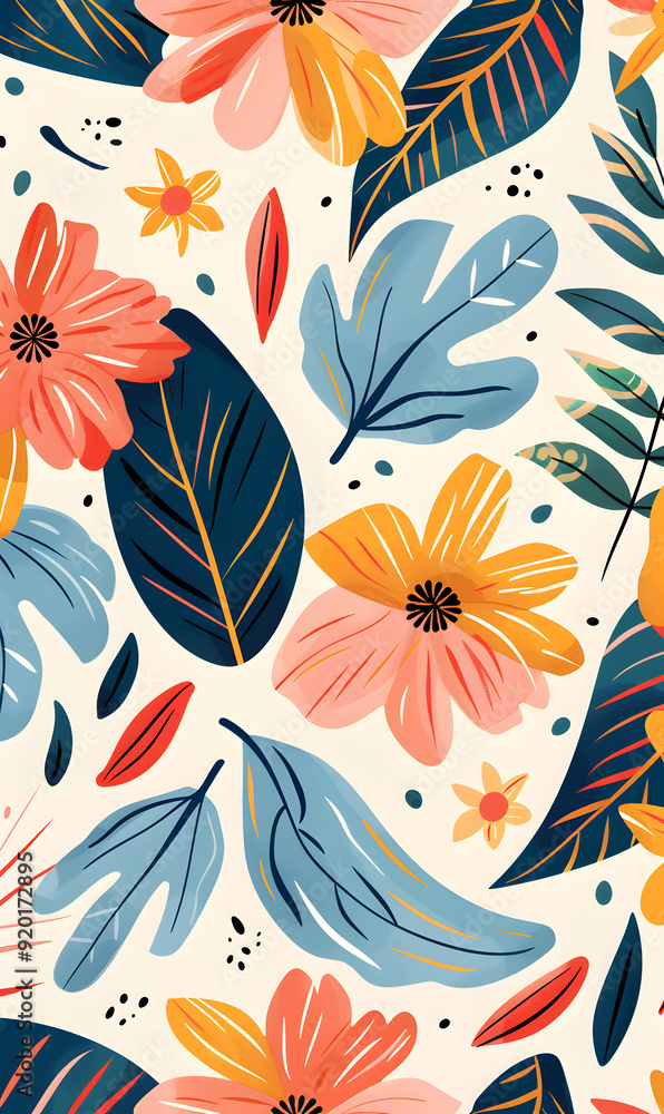 2D flower and leaf cards in various styles 2D flower and leaf cards in various styles