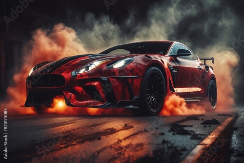 Red Sports Car Burnout